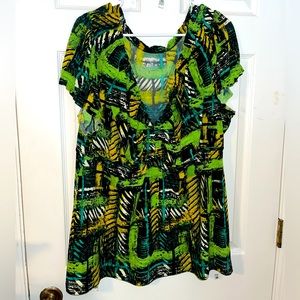 Lane Bryant Tropical Tribal Print Blouse Sz 22/24